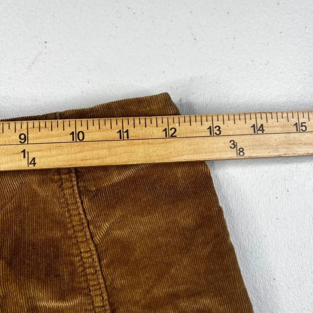 Free People Corduroy Mini Skirt Womens 2 Brown Khaki Side Zipper Cord Stretch
